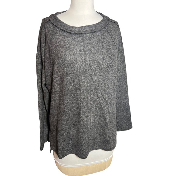 Zenana Tops - Zenana Womens Charcoal Grey Heathered Brushed Knit Relaxed Top HT-2463A S/M